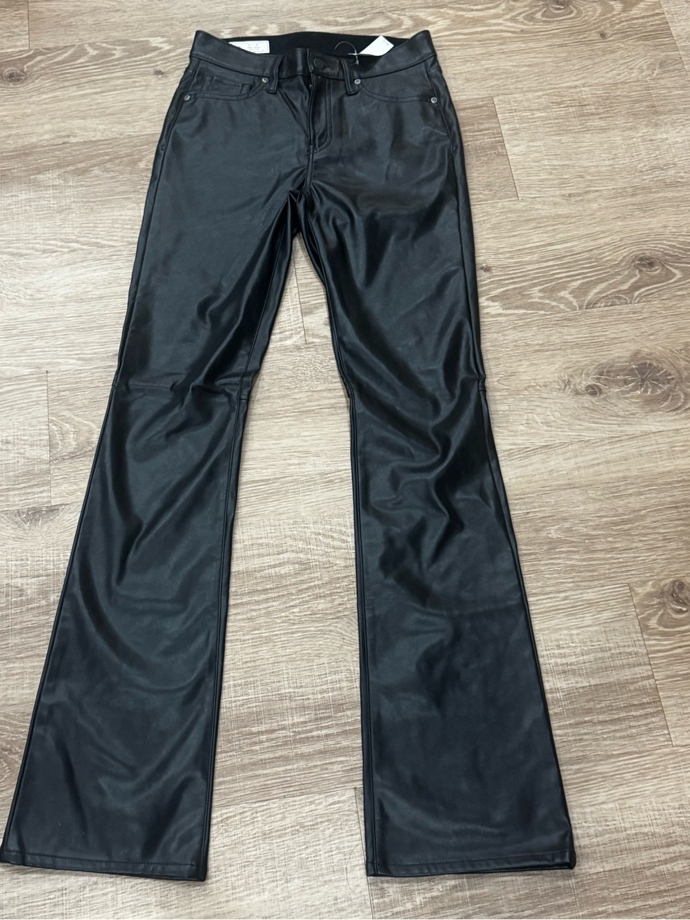 NWT GAP Baby Boot Mid Rise Faux Leather Pants Black Size 27